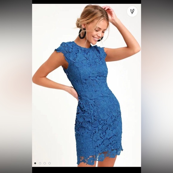 Lulu’s Blue Lace Dress - Picture 1 of 4